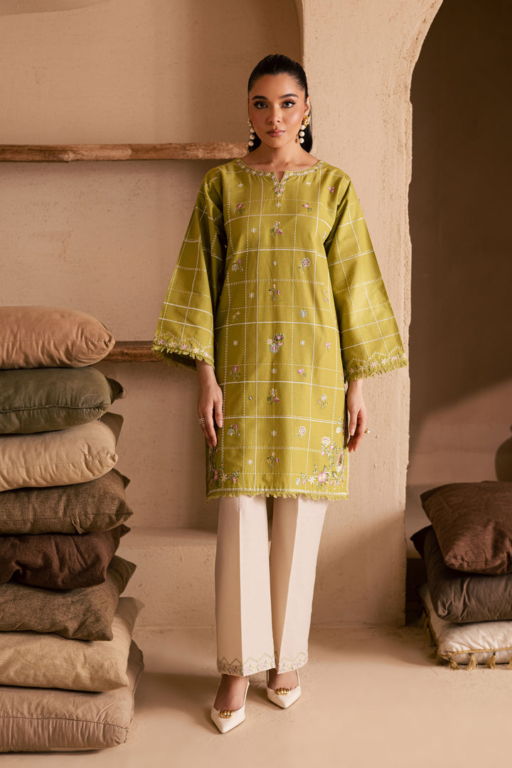 Pear Green 2Pc - Embroidered Khaddar Dress