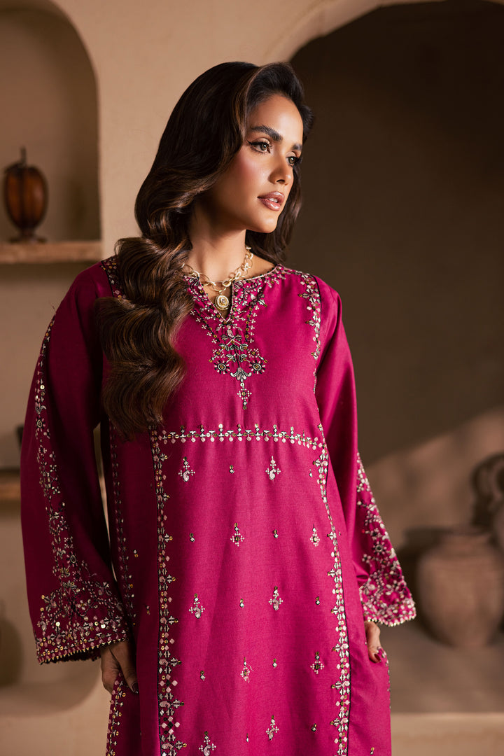 Pink 2Pc - Embroidered Karandi Dress