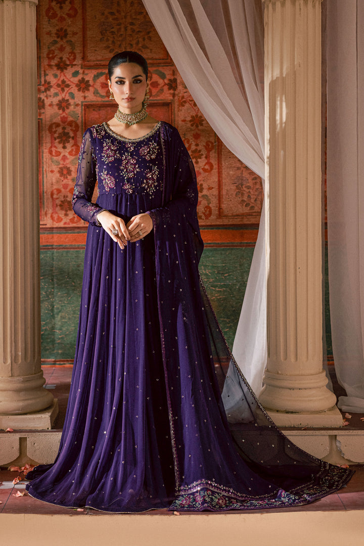 Plum Pearl 3Pc - Chiffon Wedding Frock