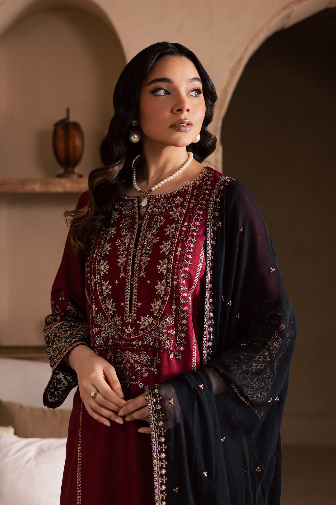 Radish 3Pc - Embroidered Khaddar Dress