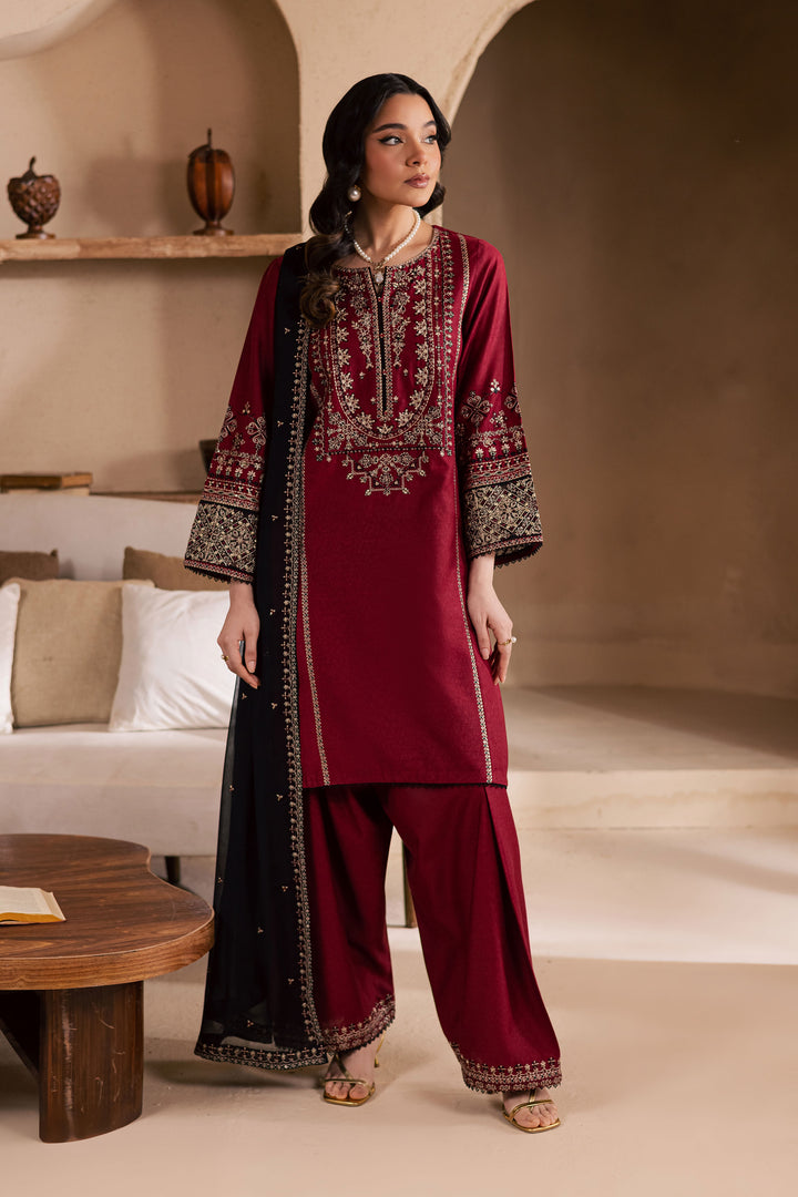 Radish 3Pc - Embroidered Khaddar Dress