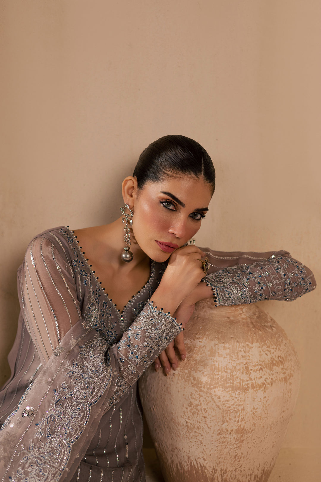Saabiha 3Pc - Embroidered Luxe Pret