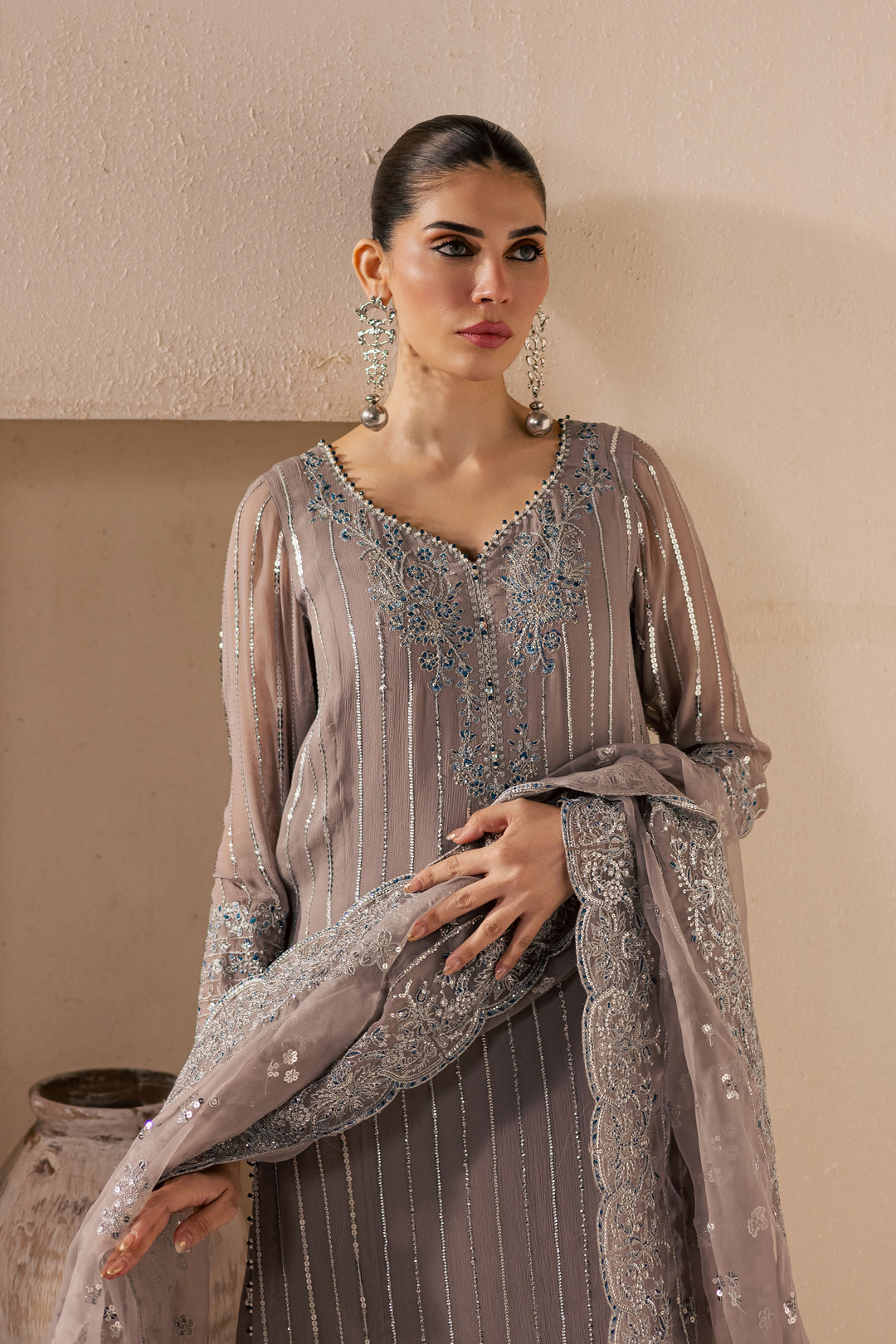 Saabiha 3Pc - Embroidered Luxe Pret
