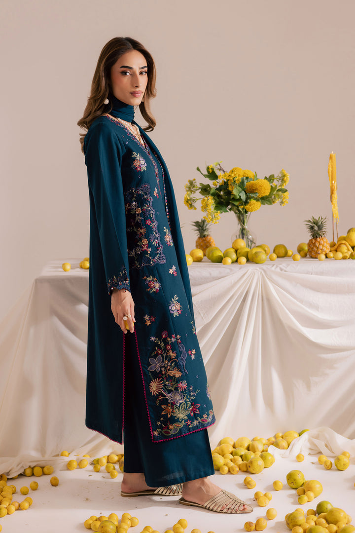 Sea Mist 3Pc - Embroidered Khaddar Dress