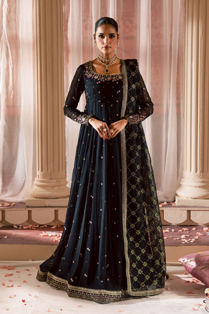 Siyah Mehmal  3Pc - Chiffon Wedding Frock
