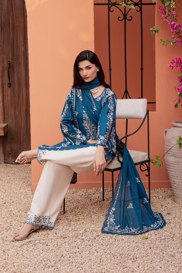 Twilight Bloom 3Pc - Festive Embroidered Lawn