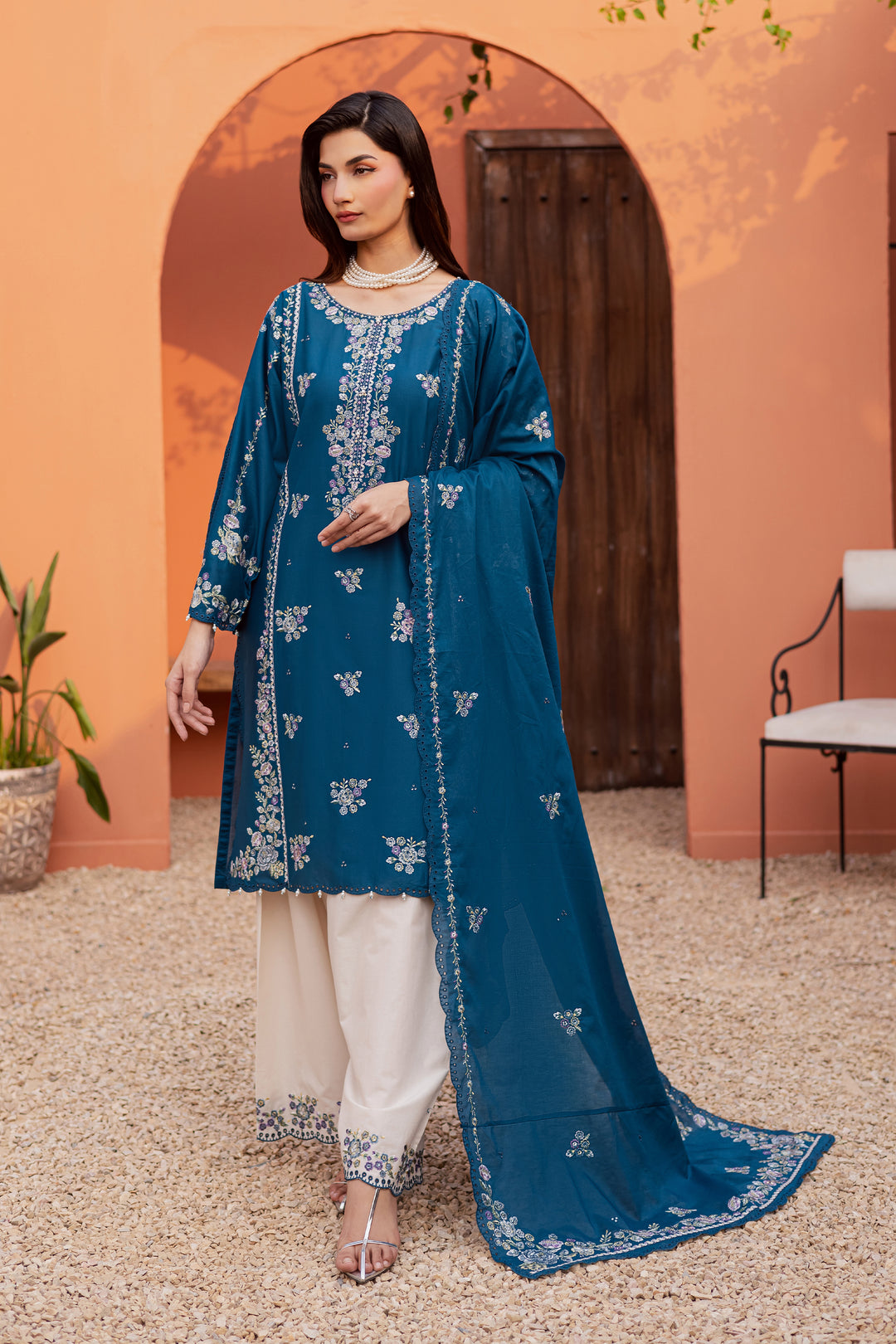 Twilight Bloom 3Pc - Festive Embroidered Lawn