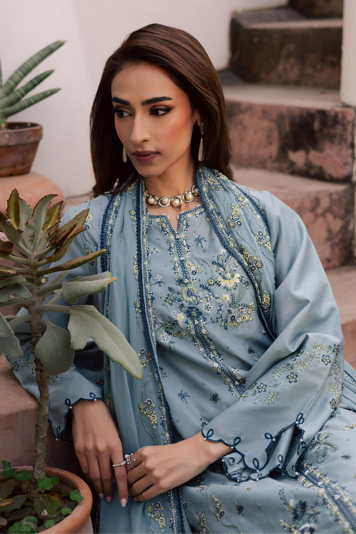 Blue Ice 3Pc - Embroidered Festive Pret