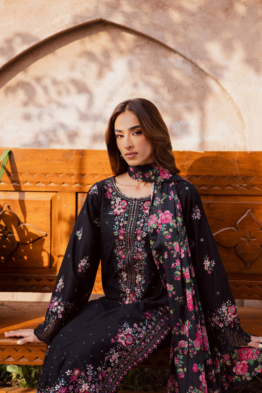 Queen of Night 3Pc - Festive Embroidered Lawn