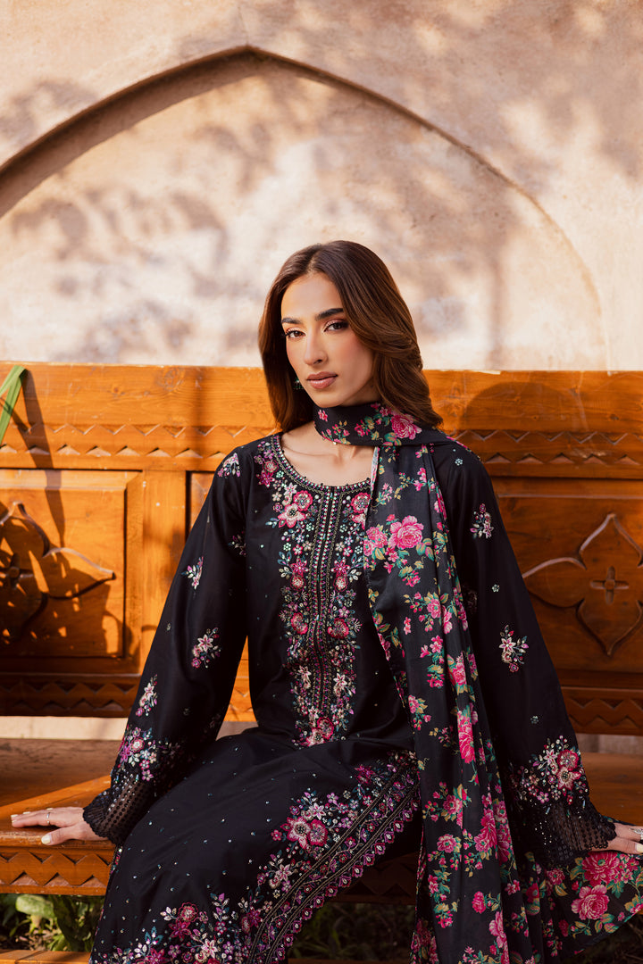Queen of Night 3Pc - Festive Embroidered Lawn