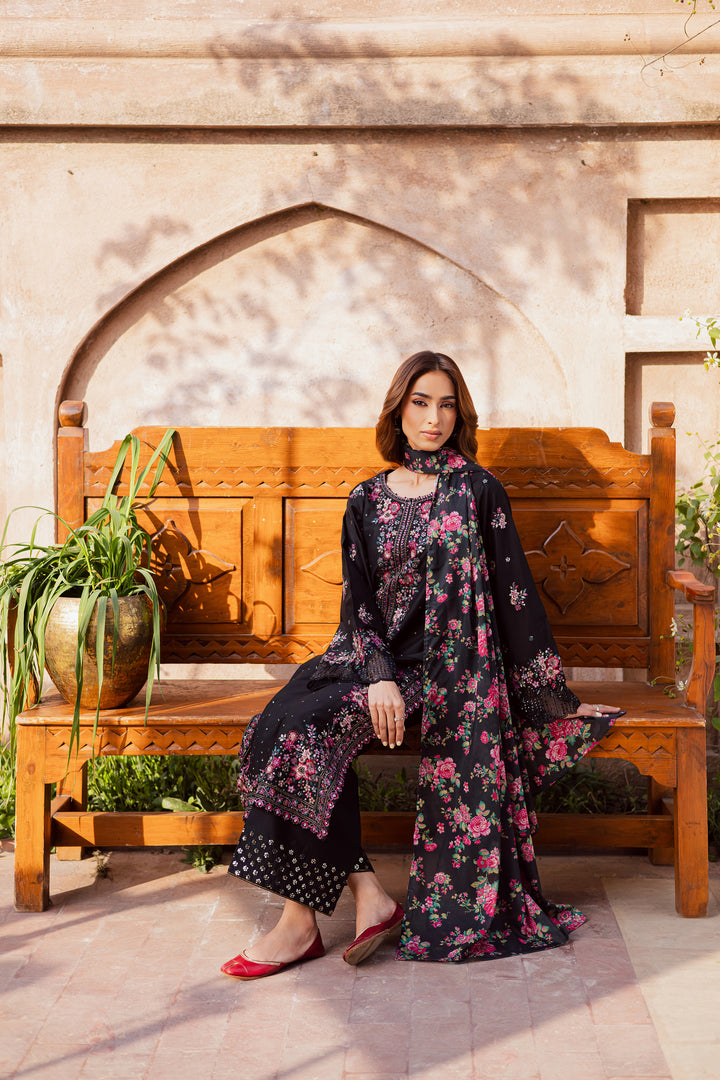 Queen of Night 3Pc - Festive Embroidered Lawn