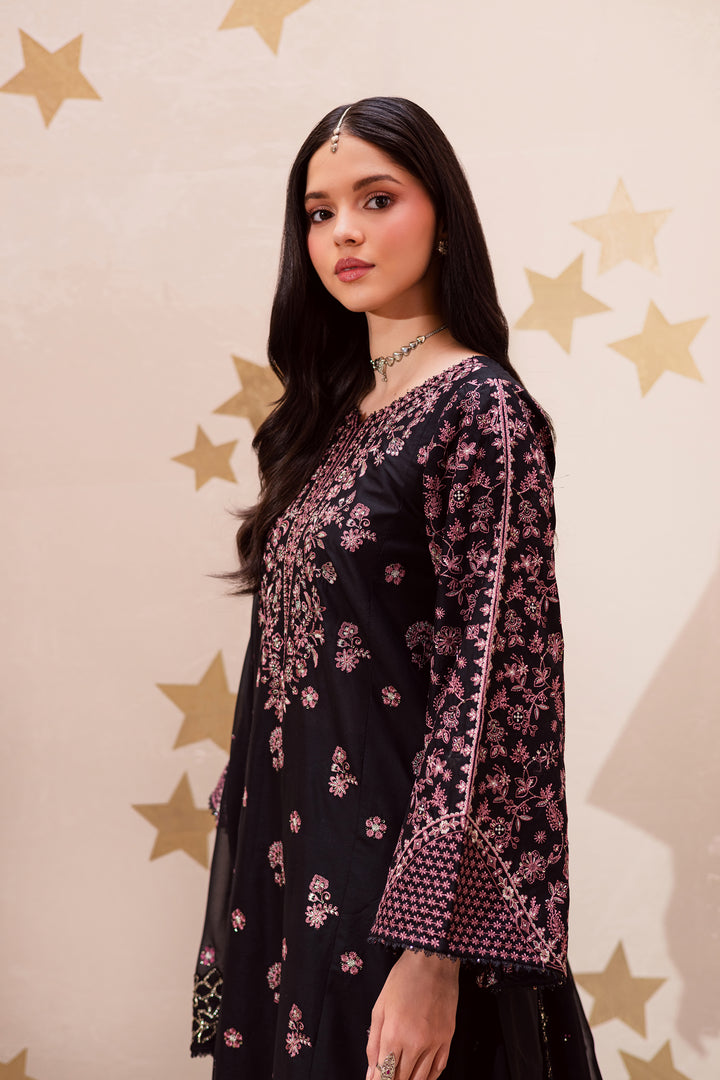 Black Sakura 3Pc - Festive Embroidered Lawn