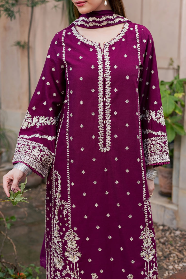 Jewel Noorie 3Pc - Embroidered Khaddar Pret