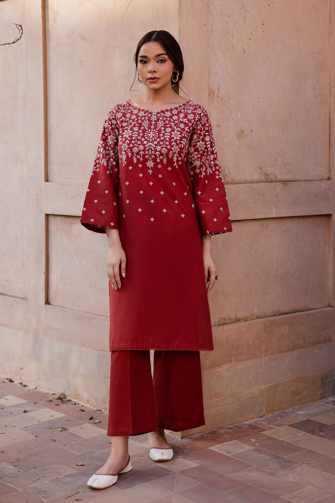 Jonem 2Pc - Embroidered Khaddar Dress