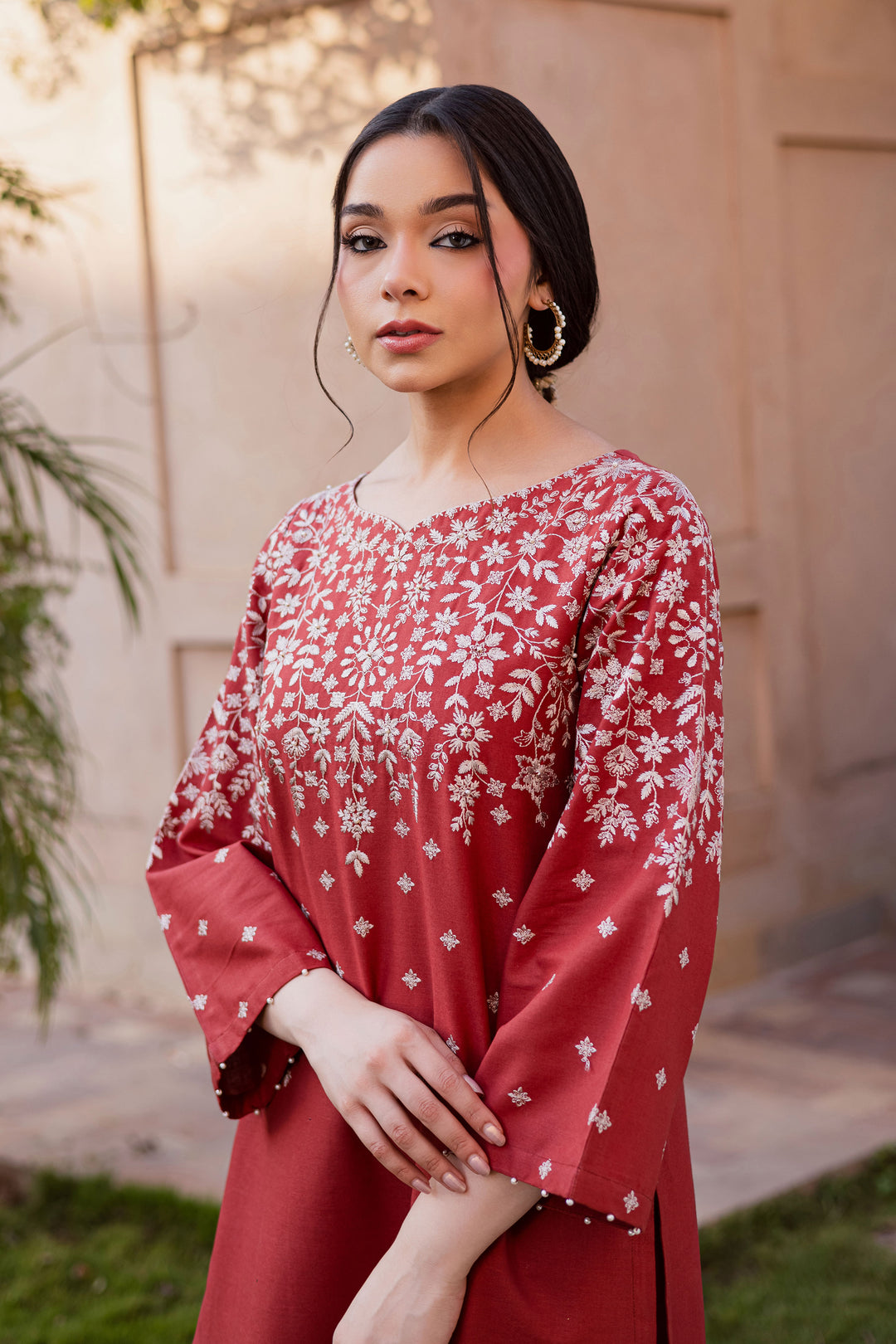 Jonem 2Pc - Embroidered Khaddar Dress