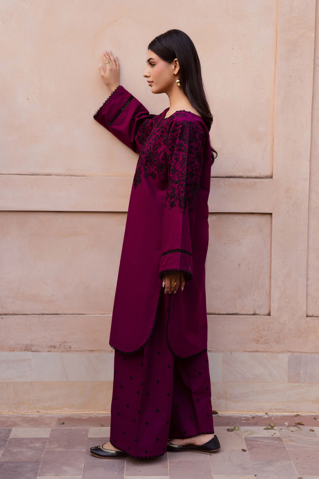 Pink Dipp 2Pc - Embroidered Khaddar Dress