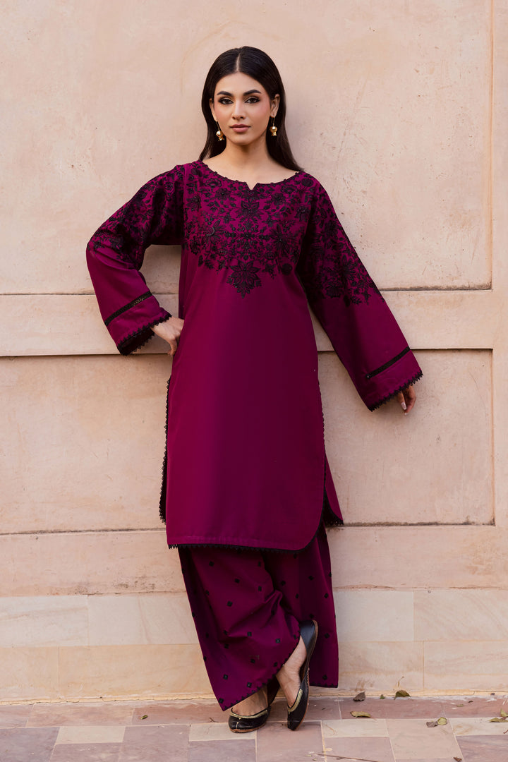 Pink Dipp 2Pc - Embroidered Khaddar Dress