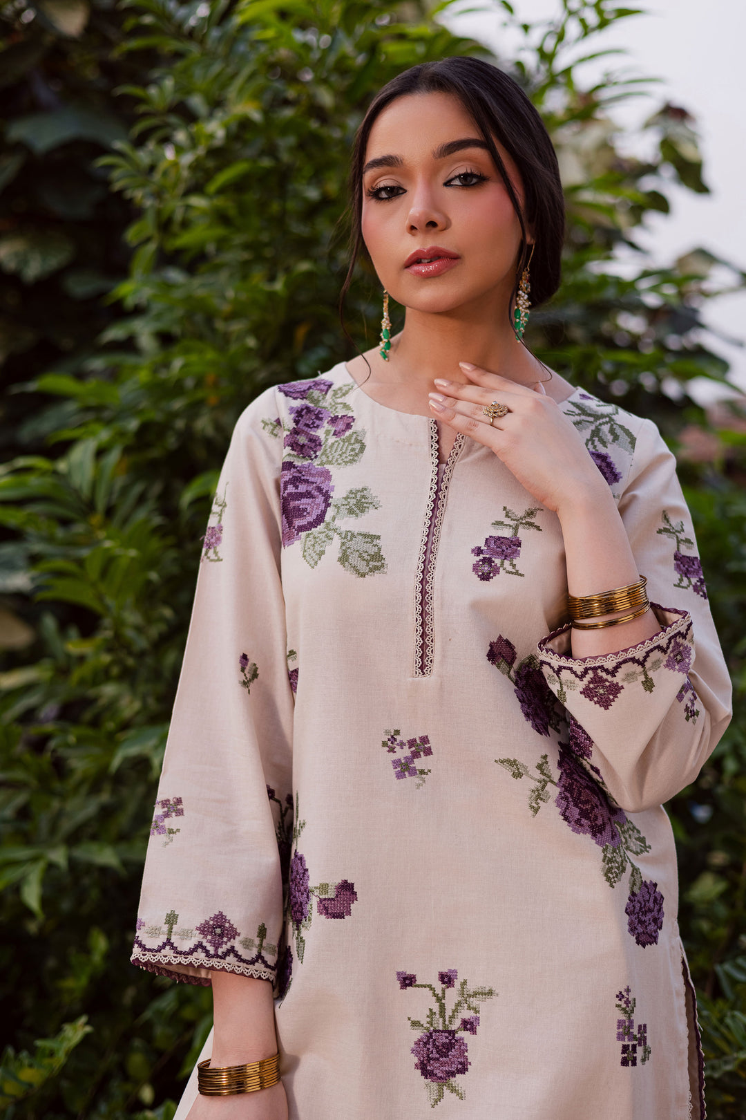 Purple Nate 2Pc - Embroidered Khaddar Dress