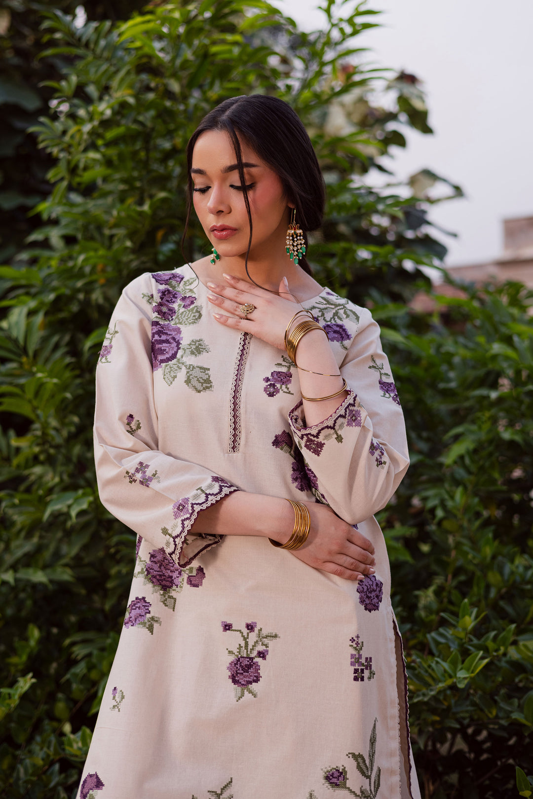 Purple Nate 2Pc - Embroidered Khaddar Dress