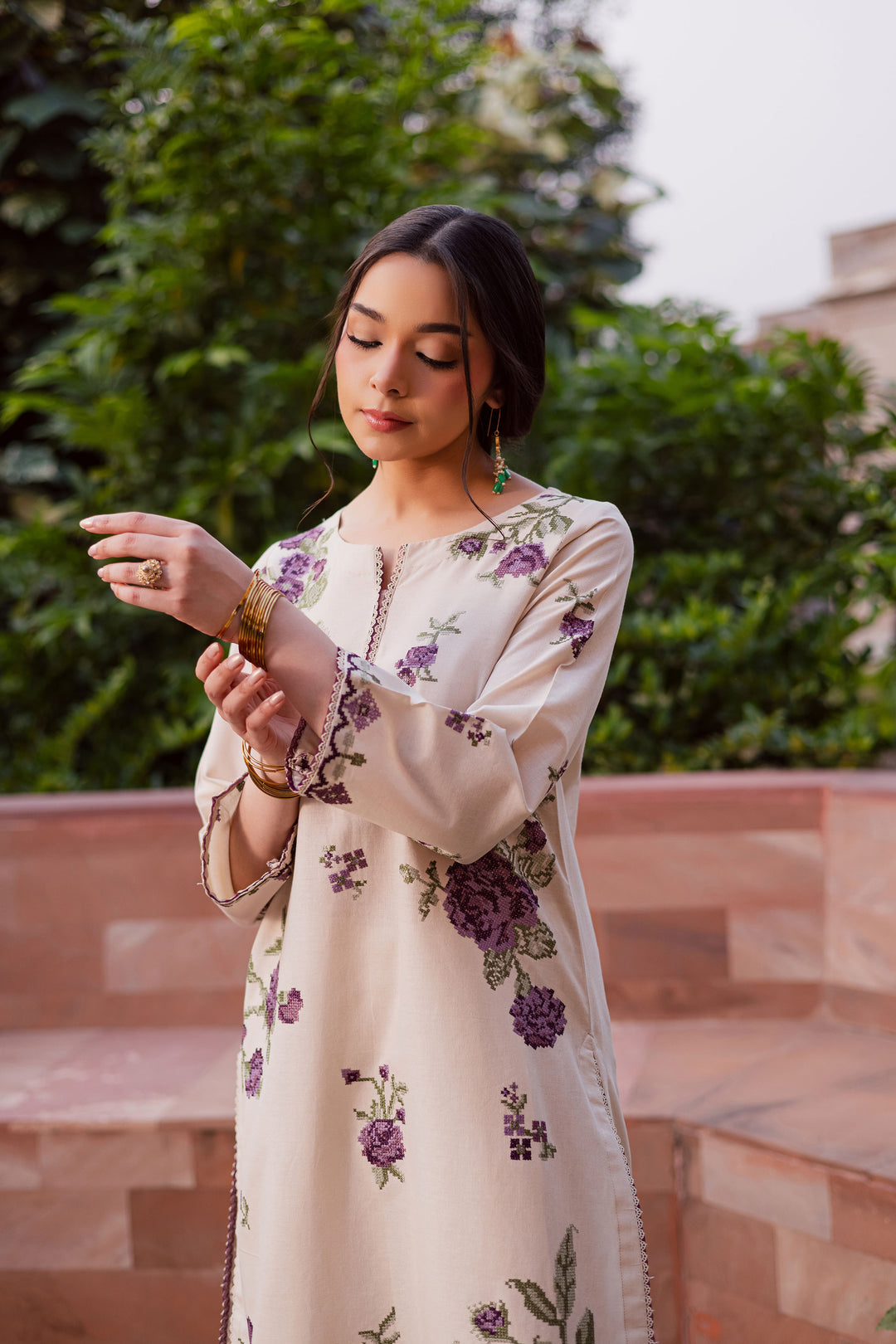 Purple Nate 2Pc - Embroidered Khaddar Dress
