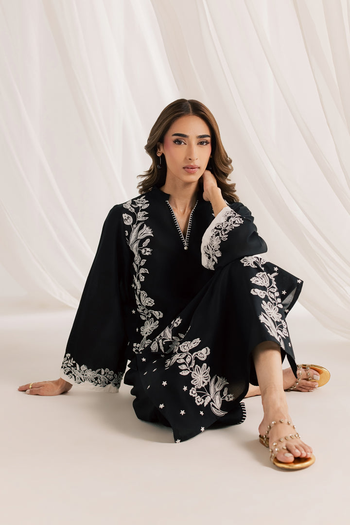 Black Hazel 2Pc - Embroidered Lawn Dress