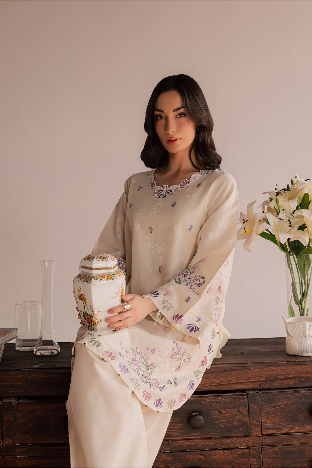 Vanilla Bloom 2Pc - Embroidered Lawn Dress