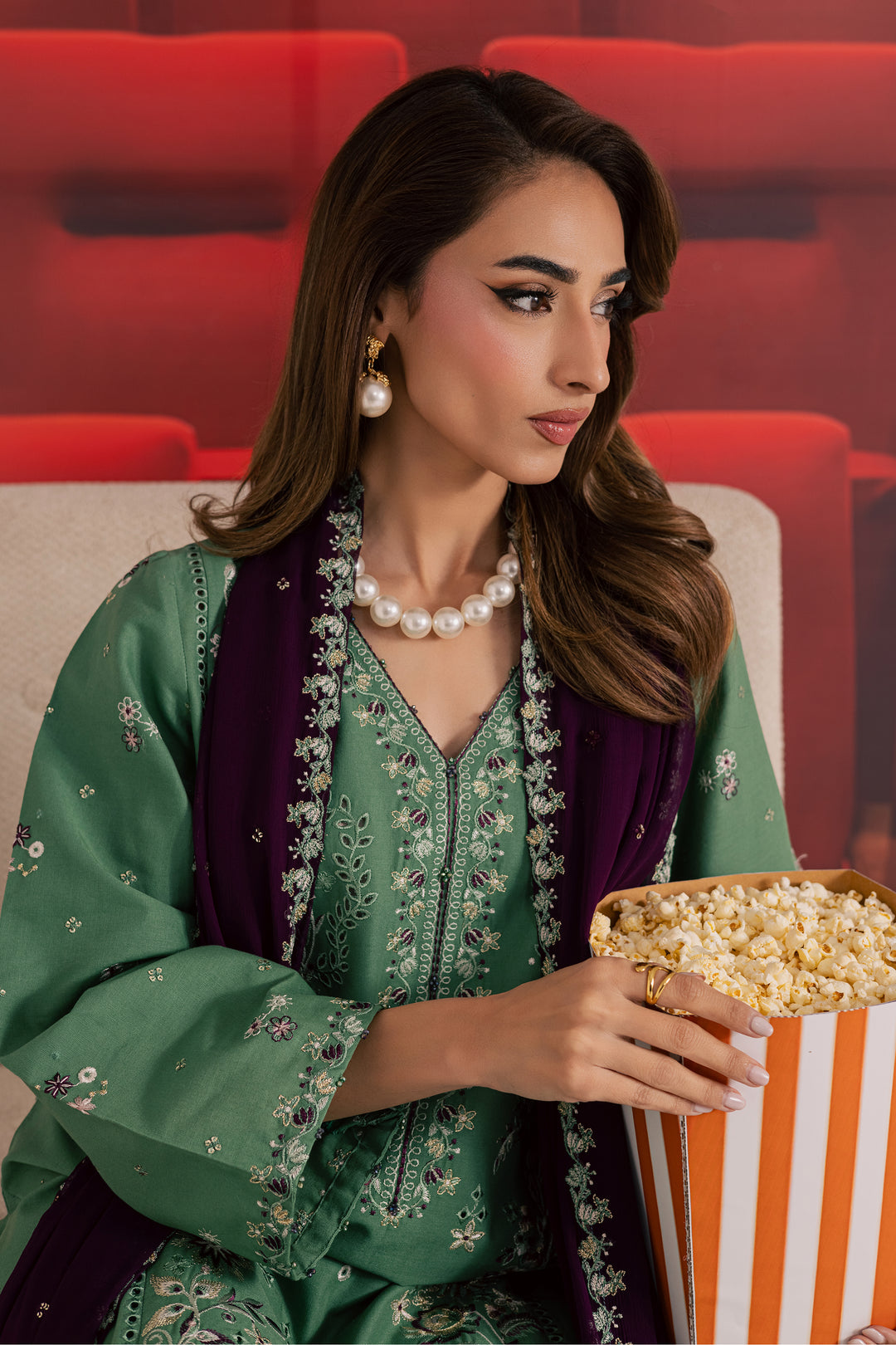 Green Spruce 3Pc - Embroidered Khaddar Dress