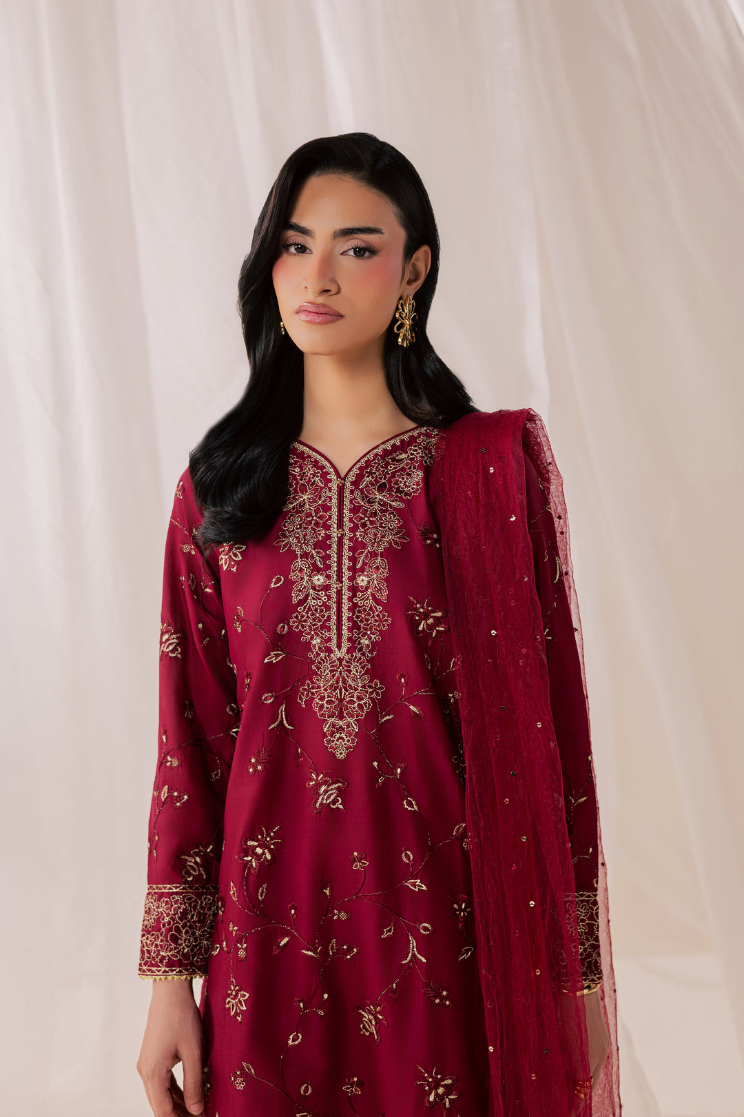 Red Asmara 3Pc - Luxury Embroidered Lawn