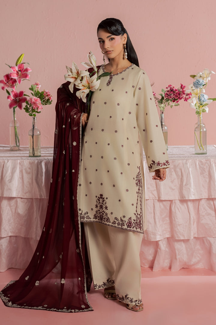 Enha 3Pc - Embroidered Lawn Dress