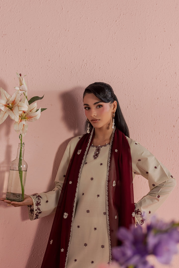 Enha 3Pc - Embroidered Lawn Dress