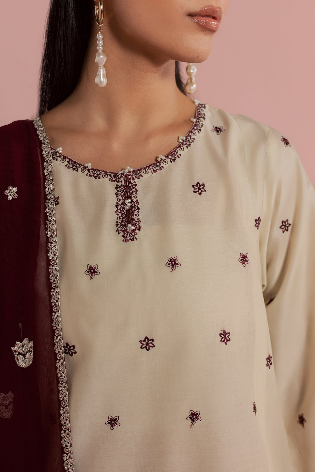 Enha 3Pc - Embroidered Lawn Dress