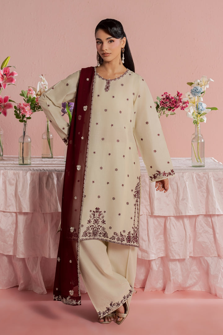 Enha 3Pc - Embroidered Lawn Dress