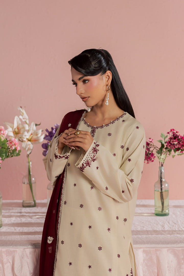 Enha 3Pc - Embroidered Lawn Dress