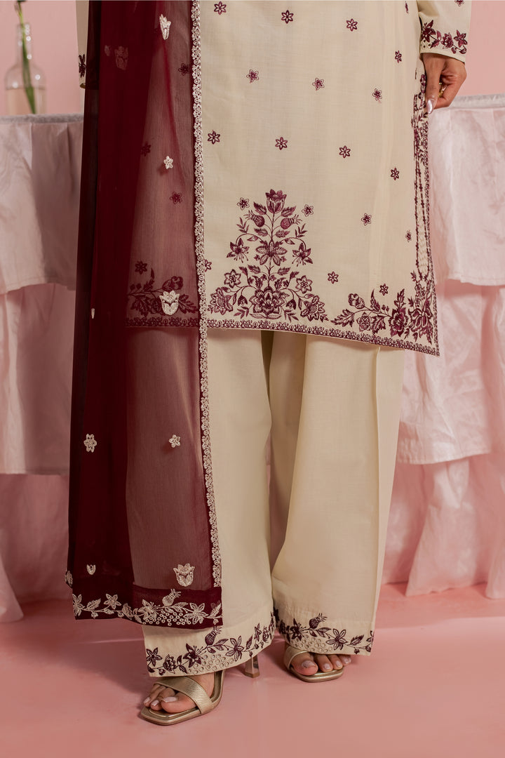 Enha 3Pc - Embroidered Lawn Dress