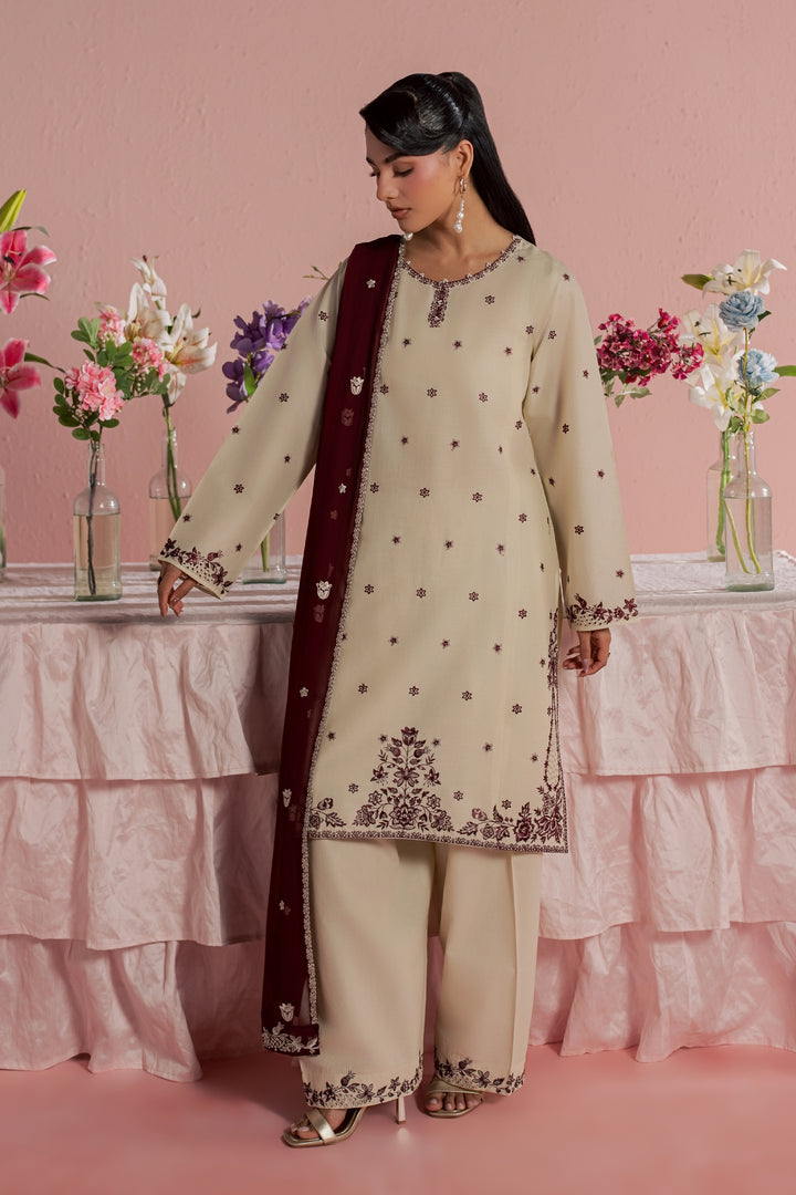 Enha 3Pc - Embroidered Lawn Dress