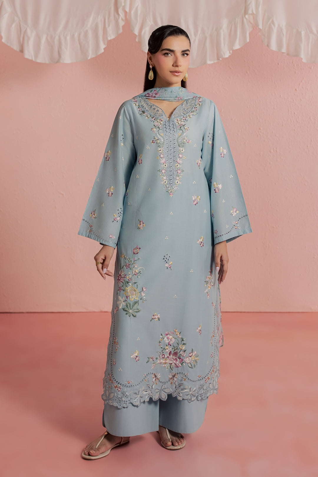 CloudPie 3Pc - Embroidered Lawn Dress