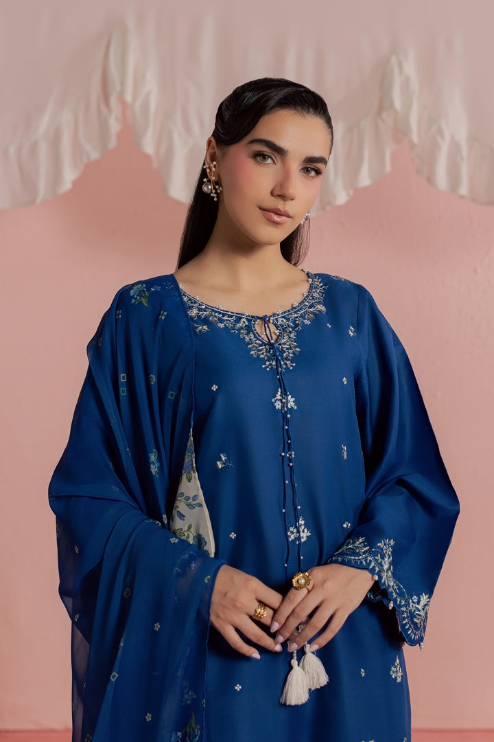 Limgos Denim 3Pc - Embroidered Lawn Dress