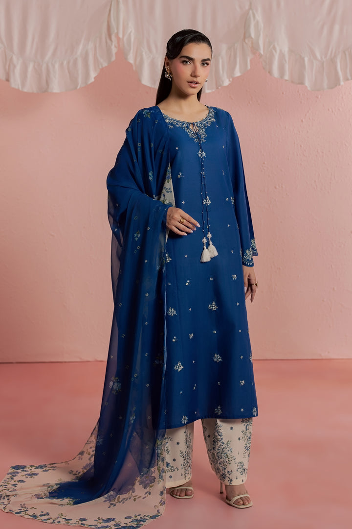 Limgos Denim 3Pc - Embroidered Lawn Dress