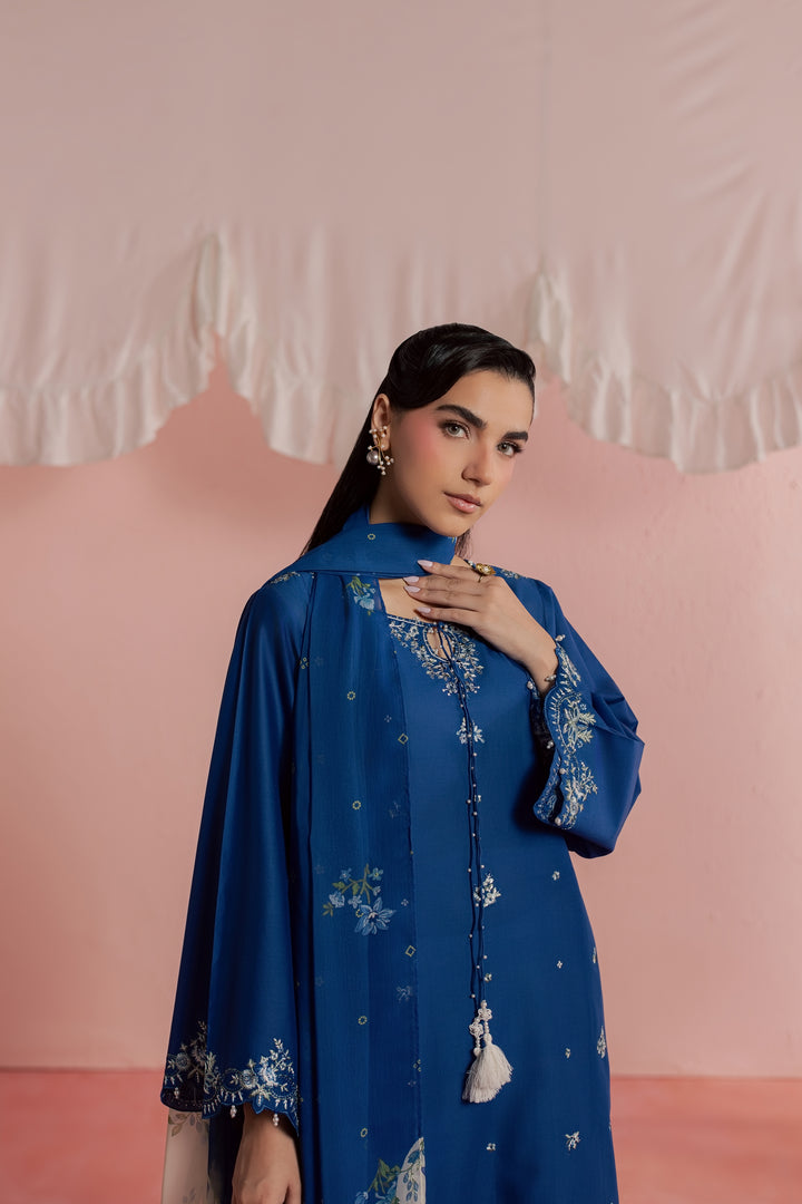 Limgos Denim 3Pc - Embroidered Lawn Dress