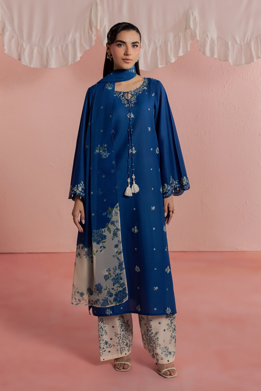 Limgos Denim 3Pc - Embroidered Lawn Dress