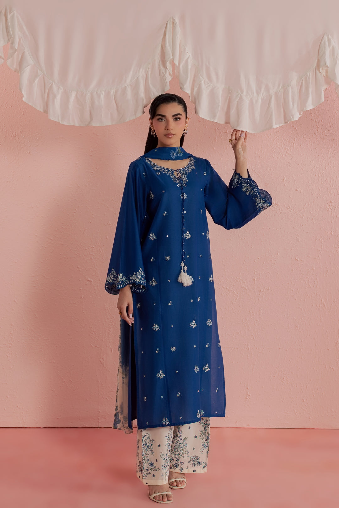 Limgos Denim 3Pc - Embroidered Lawn Dress
