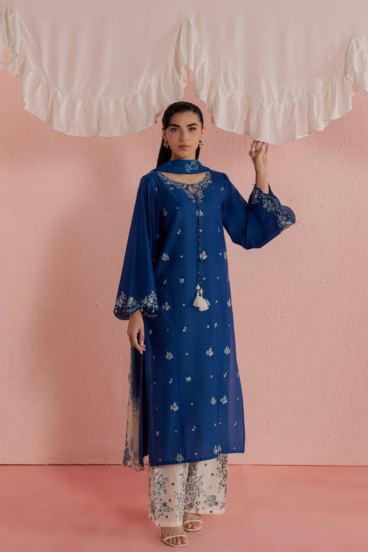 Limgos Denim 3Pc - Embroidered Lawn Dress