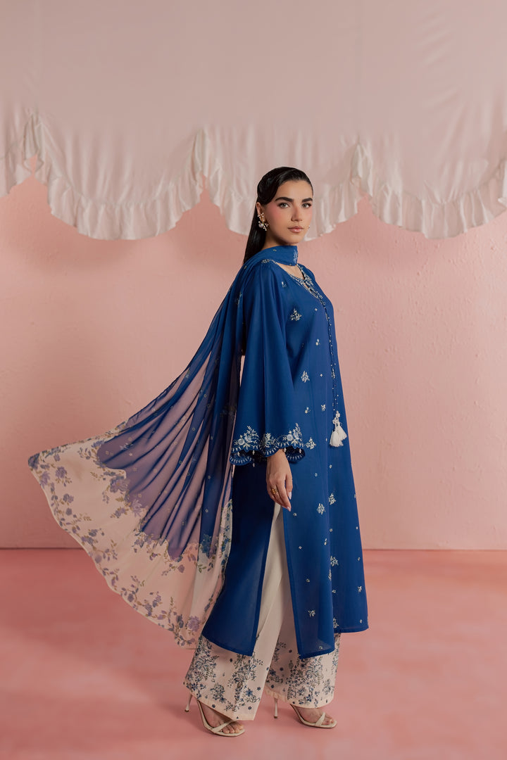 Limgos Denim 3Pc - Embroidered Lawn Dress