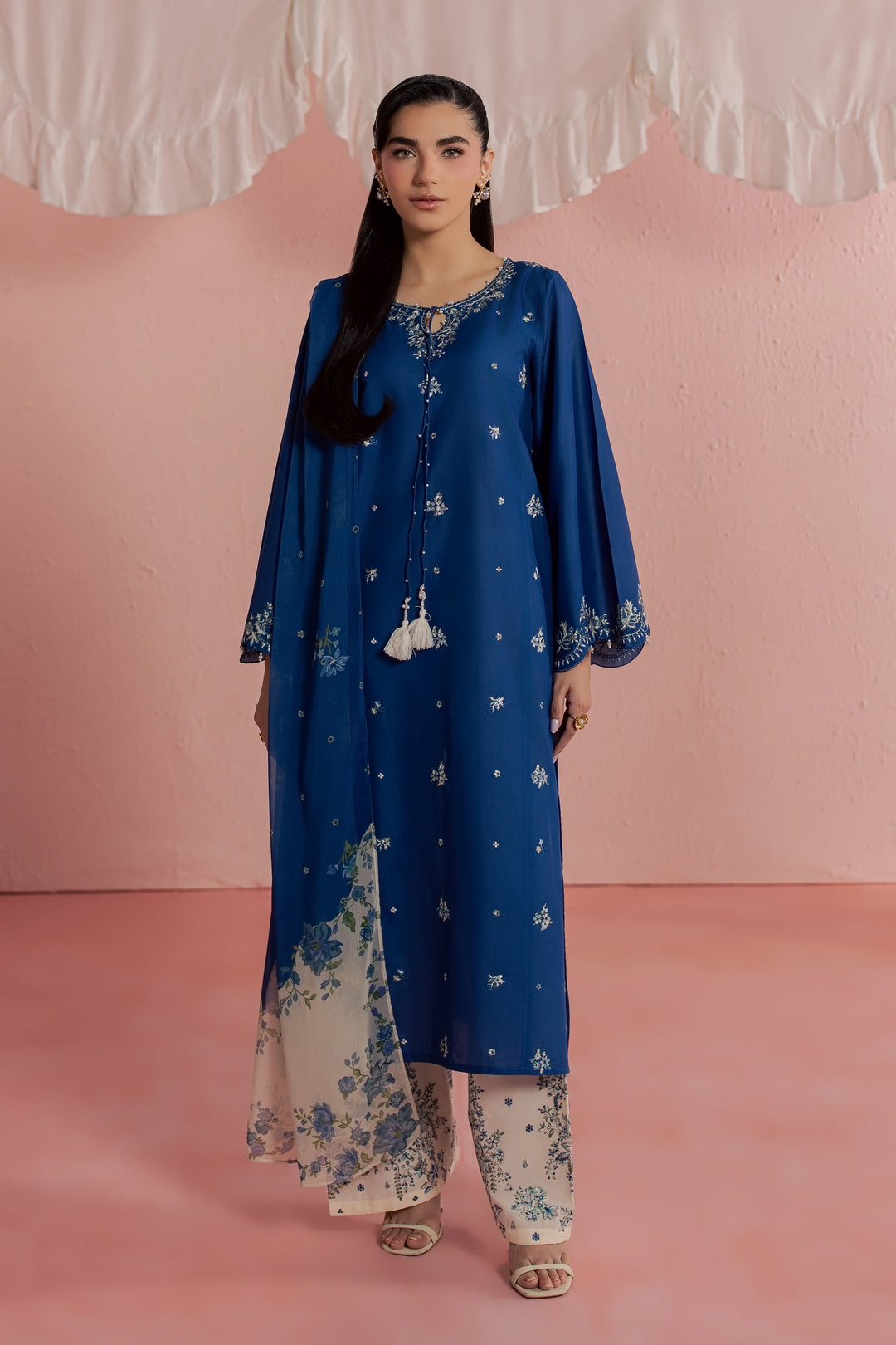 Limgos Denim 3Pc - Embroidered Lawn Dress