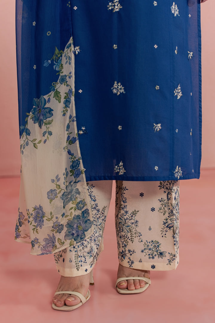 Limgos Denim 3Pc - Embroidered Lawn Dress