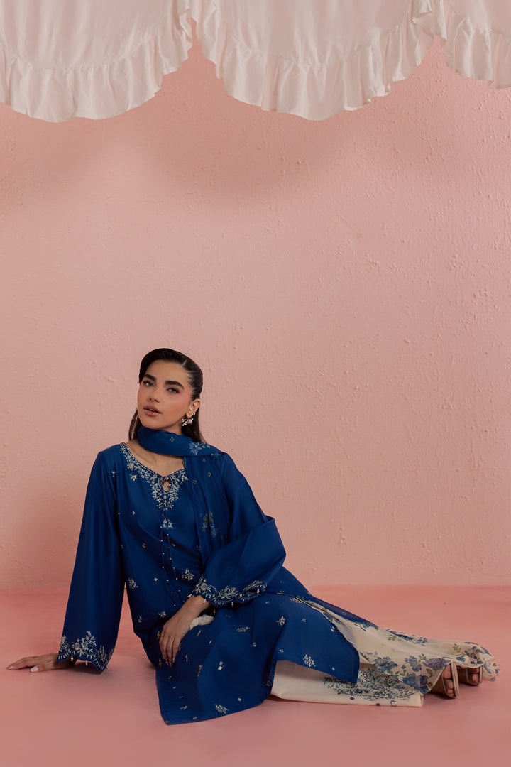 Limgos Denim 3Pc - Embroidered Lawn Dress