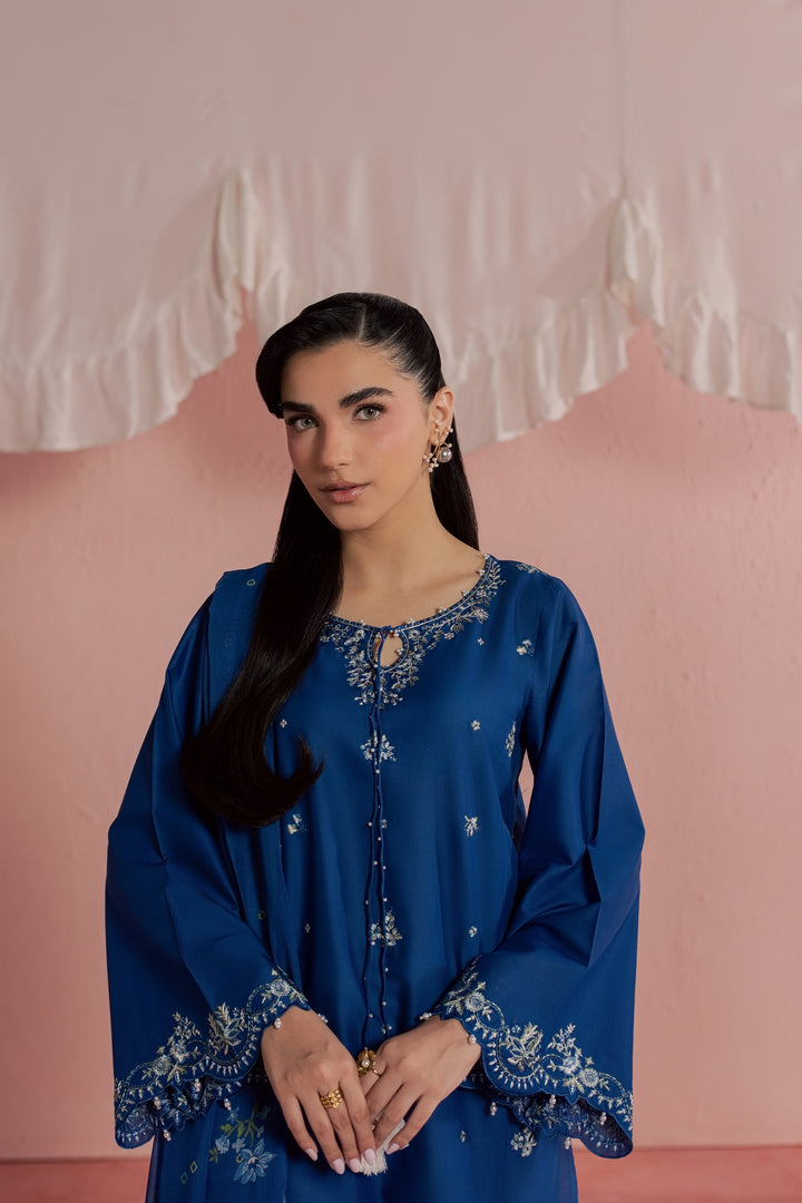 Limgos Denim 3Pc - Embroidered Lawn Dress