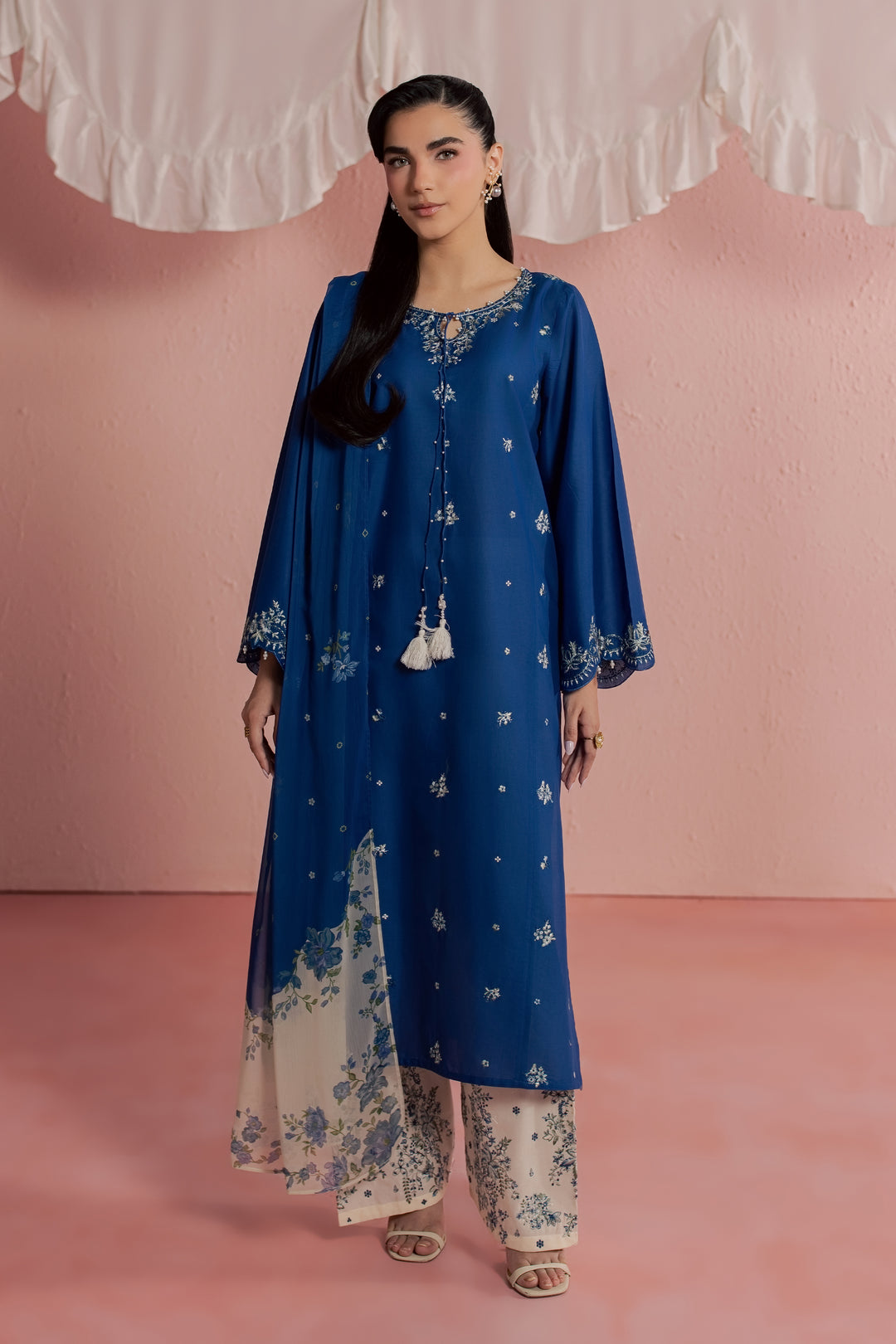 Limgos Denim 3Pc - Embroidered Lawn Dress