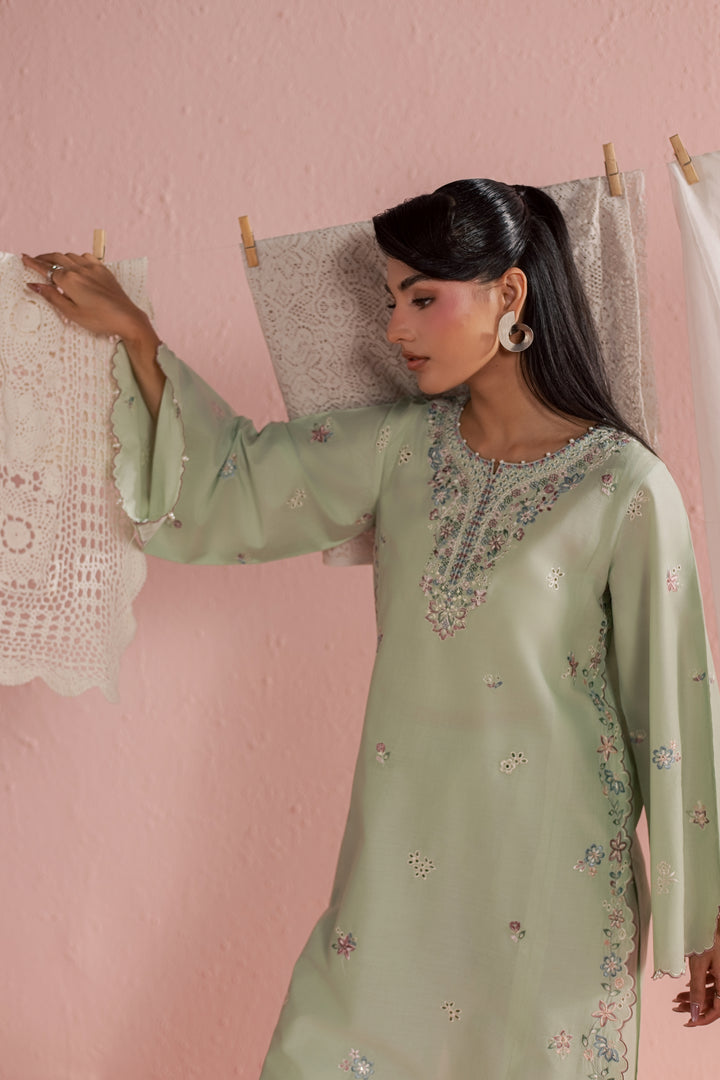 Green Whisper 2Pc - Embroidered Lawn Dress