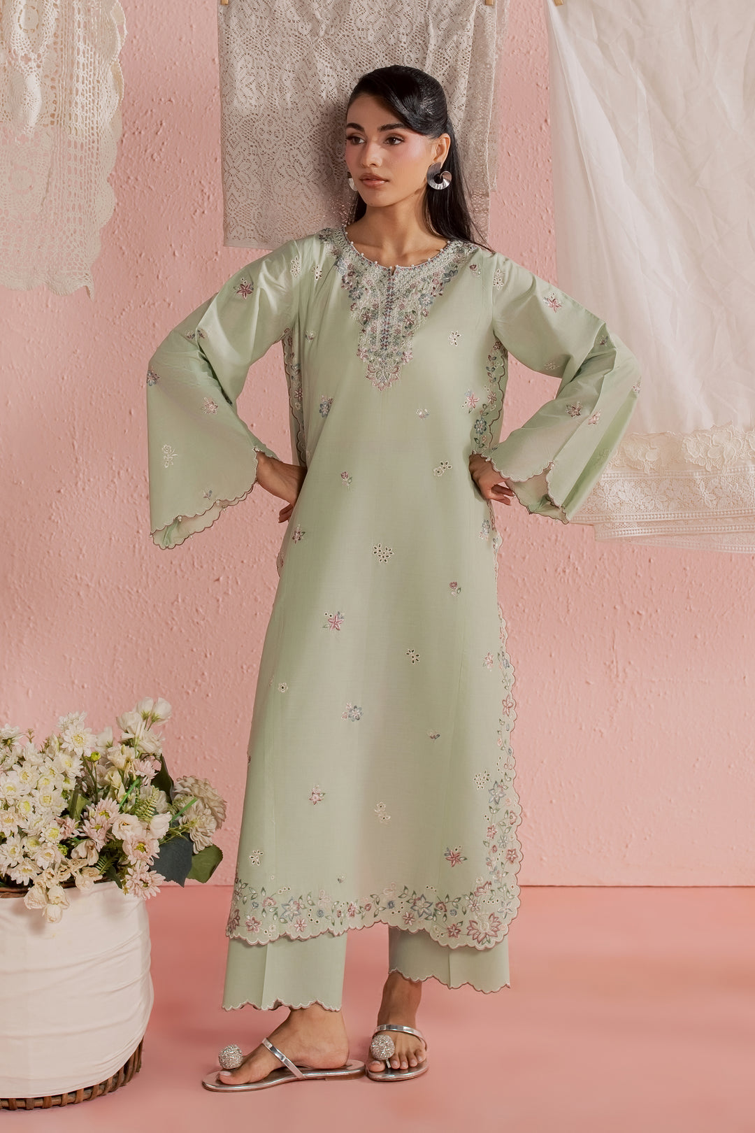 Green Whisper 2Pc - Embroidered Lawn Dress